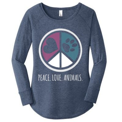 Peace Love Animals Gift Animal Lover Kindness Paw Tee Women's Perfect Tri Tunic Long Sleeve Shirt