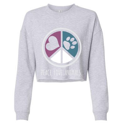 Peace Love Animals Gift Animal Lover Kindness Paw Tee Cropped Pullover Crew