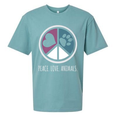 Peace Love Animals Gift Animal Lover Kindness Paw Tee Sueded Cloud Jersey T-Shirt