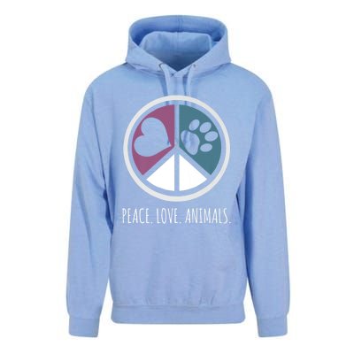 Peace Love Animals Gift Animal Lover Kindness Paw Tee Unisex Surf Hoodie