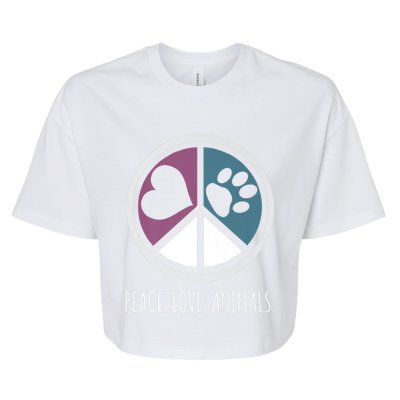 Peace Love Animals Gift Animal Lover Kindness Paw Tee Bella+Canvas Jersey Crop Tee