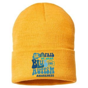 Peace Love Autism In April We Wear Blue For Autism Awareness Sustainable Knit Beanie