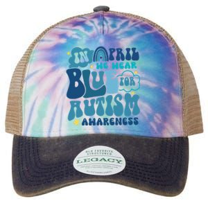 Peace Love Autism In April We Wear Blue For Autism Awareness Legacy Tie Dye Trucker Hat