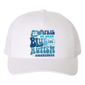 Peace Love Autism In April We Wear Blue For Autism Awareness Yupoong Adult 5-Panel Trucker Hat