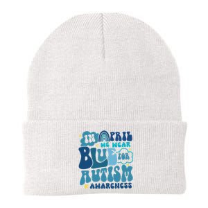 Peace Love Autism In April We Wear Blue For Autism Awareness Knit Cap Winter Beanie