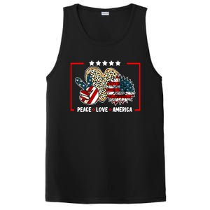 Peace Love America Sunflower Heart Leopard 4th Of July Gift PosiCharge Competitor Tank