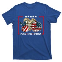 Peace Love America Sunflower Heart Leopard 4th Of July Gift T-Shirt