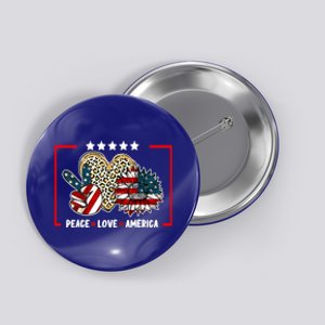 Peace Love America Sunflower Heart Leopard 4th Of July Gift Button