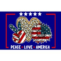 Peace Love America Sunflower Heart Leopard 4th Of July Gift Bumper Sticker