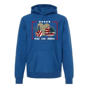 Peace Love America Sunflower Heart Leopard 4th Of July Gift Premium Hoodie