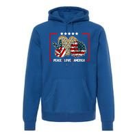 Peace Love America Sunflower Heart Leopard 4th Of July Gift Premium Hoodie