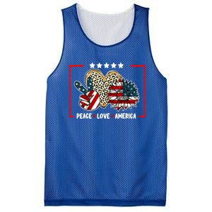 Peace Love America Sunflower Heart Leopard 4th Of July Gift Mesh Reversible Basketball Jersey Tank