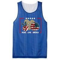 Peace Love America Sunflower Heart Leopard 4th Of July Gift Mesh Reversible Basketball Jersey Tank