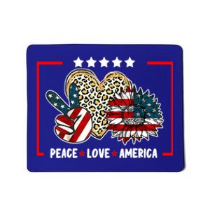 Peace Love America Sunflower Heart Leopard 4th Of July Gift Mousepad