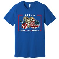 Peace Love America Sunflower Heart Leopard 4th Of July Gift Premium T-Shirt