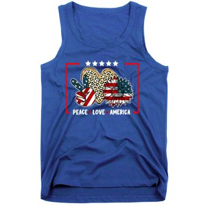 Peace Love America Sunflower Heart Leopard 4th Of July Gift Tank Top