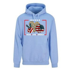 Peace Love America Sunflower Heart Leopard 4th Of July Gift Unisex Surf Hoodie