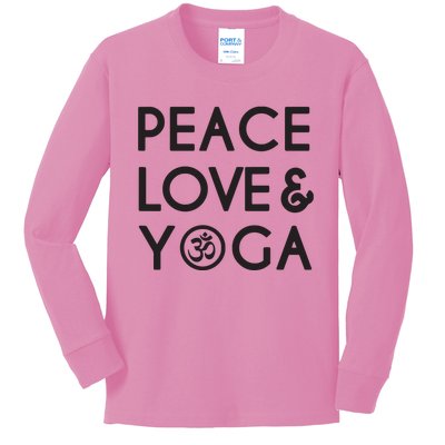 Peace Love And Yoga Om Symbol Yogi Yoga Quotes Kids Long Sleeve Shirt