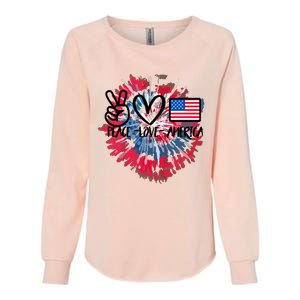 Peace Love America Tie Dye 4th Of July Patriotic For Girl Womens California Wash Sweatshirt