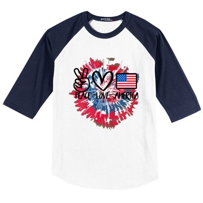 Peace Love America Tie Dye 4th Of July Patriotic For Girl Baseball Sleeve Shirt