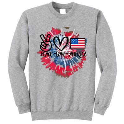 Peace Love America Tie Dye 4th Of July Patriotic For Girl Tall Sweatshirt