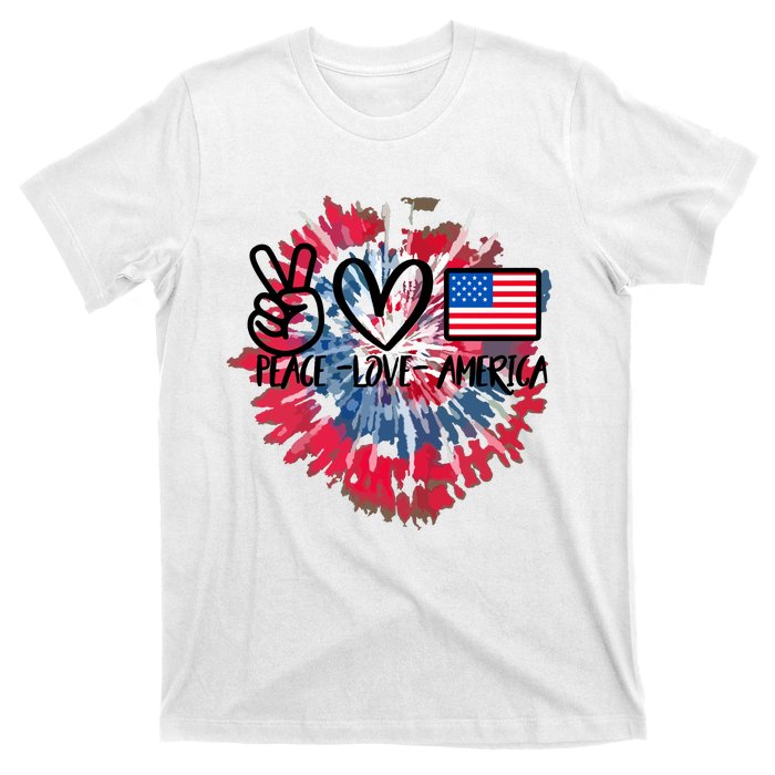 Peace Love America Tie Dye 4th Of July Patriotic For Girl T-Shirt