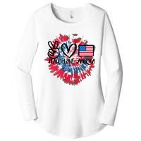 Peace Love America Tie Dye 4th Of July Patriotic For Girl Women's Perfect Tri Tunic Long Sleeve Shirt