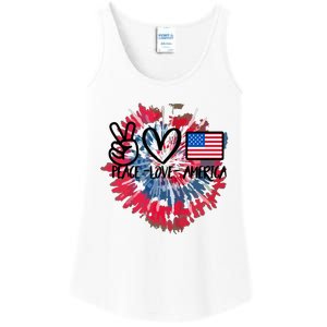 Peace Love America Tie Dye 4th Of July Patriotic For Girl Ladies Essential Tank