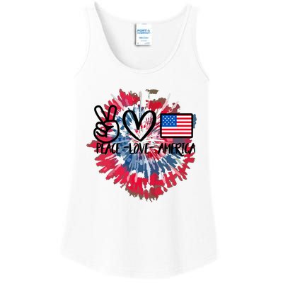 Peace Love America Tie Dye 4th Of July Patriotic For Girl Ladies Essential Tank