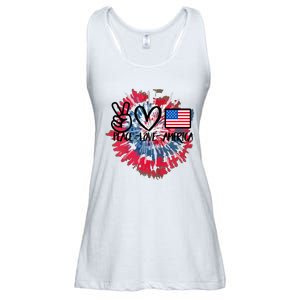 Peace Love America Tie Dye 4th Of July Patriotic For Girl Ladies Essential Flowy Tank