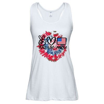 Peace Love America Tie Dye 4th Of July Patriotic For Girl Ladies Essential Flowy Tank