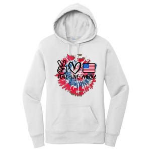 Peace Love America Tie Dye 4th Of July Patriotic For Girl Women's Pullover Hoodie