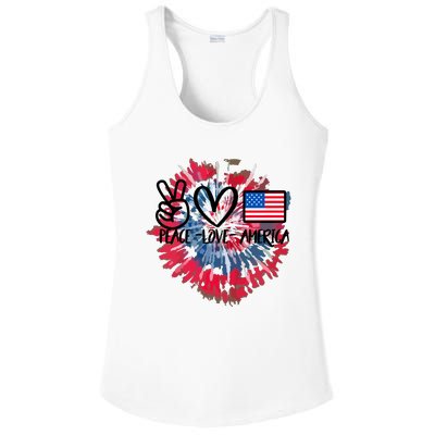 Peace Love America Tie Dye 4th Of July Patriotic For Girl Ladies PosiCharge Competitor Racerback Tank