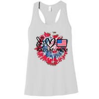 Peace Love America Tie Dye 4th Of July Patriotic For Girl Women's Racerback Tank