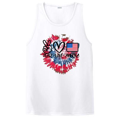 Peace Love America Tie Dye 4th Of July Patriotic For Girl PosiCharge Competitor Tank