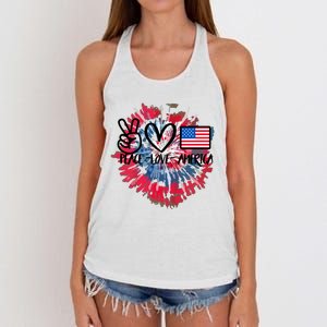 Peace Love America Tie Dye 4th Of July Patriotic For Girl Women's Knotted Racerback Tank