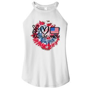 Peace Love America Tie Dye 4th Of July Patriotic For Girl Women's Perfect Tri Rocker Tank