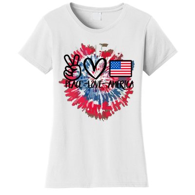 Peace Love America Tie Dye 4th Of July Patriotic For Girl Women's T-Shirt