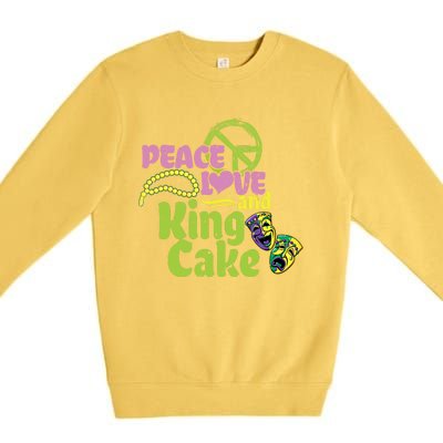 Peace Love And King Cake Meaningful Gift Mardi Gras Party Mask Gift Premium Crewneck Sweatshirt