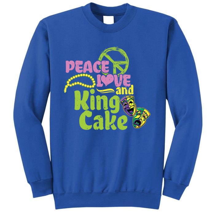 Peace Love And King Cake Meaningful Gift Mardi Gras Party Mask Gift Sweatshirt