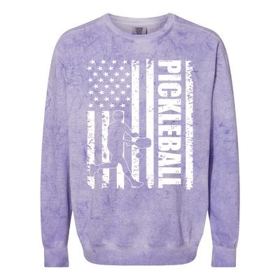 Pickleball Lover American Usa Flag 4th Of July Meaningful Gift Colorblast Crewneck Sweatshirt