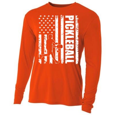 Pickleball Lover American Usa Flag 4th Of July Meaningful Gift Cooling Performance Long Sleeve Crew