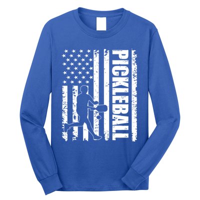 Pickleball Lover American Usa Flag 4th Of July Meaningful Gift Long Sleeve Shirt