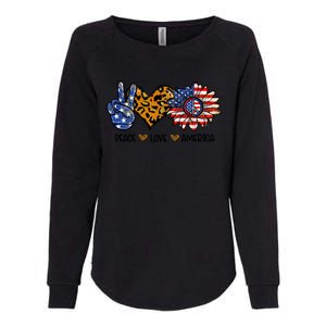 Peace Love America Sunflower Hippie 4th Of July Patriotic Gift Womens California Wash Sweatshirt