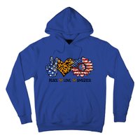 Peace Love America Sunflower Hippie 4th Of July Patriotic Gift Hoodie