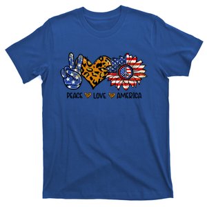 Peace Love America Sunflower Hippie 4th Of July Patriotic Gift T-Shirt