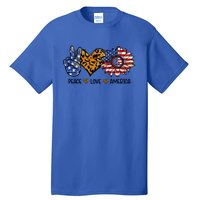 Peace Love America Sunflower Hippie 4th Of July Patriotic Gift Tall T-Shirt