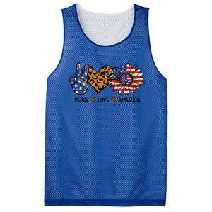 Peace Love America Sunflower Hippie 4th Of July Patriotic Gift Mesh Reversible Basketball Jersey Tank