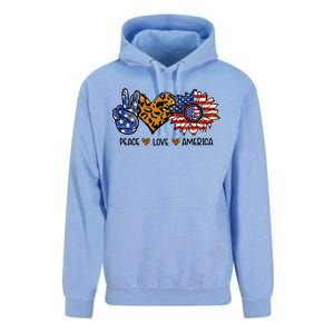 Peace Love America Sunflower Hippie 4th Of July Patriotic Gift Unisex Surf Hoodie