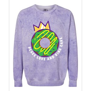 Peace Love And King Cake Design Gift Mardi Gras New Orleans Meaningful Gift Colorblast Crewneck Sweatshirt